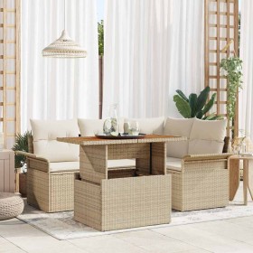 Conjunto de sofá de jardín 5 pcs Beige Poliratán en Sofás de exterior | Comprar online en Foru.es