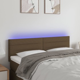 Cabecero con LED de tela marrón oscuro 144x5x78/88 cm de vidaXL, Cabeceros y pies de cama - Ref: Foro24-3121753, Precio: 66,3...