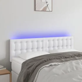 Cabecero con LED cuero sintético blanco 144x5x78/88 cm de vidaXL, Cabeceros y pies de cama - Ref: Foro24-3121703, Precio: 74,...