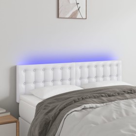 Cabecero con LED cuero sintético blanco 144x5x78/88 cm de vidaXL, Cabeceros y pies de cama - Ref: Foro24-3121703, Precio: 76,...