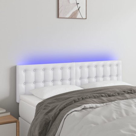Cabecero con LED cuero sintético blanco 144x5x78/88 cm de vidaXL, Cabeceros y pies de cama - Ref: Foro24-3121703, Precio: 76,...