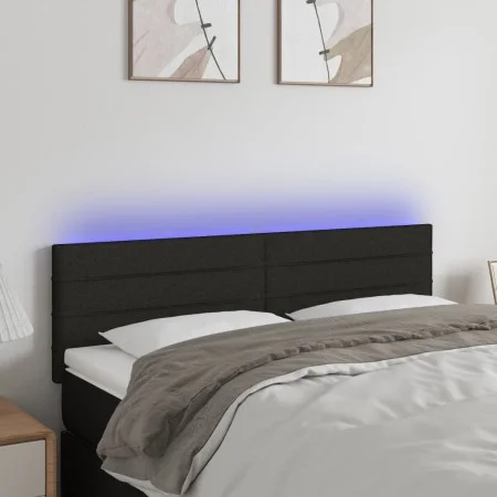 Black fabric headboard with LED 144x5x78/88 cm by vidaXL, Headboards and footboards - Ref: Foro24-3121752, Price: 65,12 €, Di...