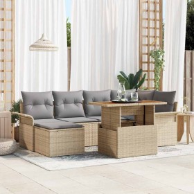 Conjunto de sofá de jardín 7 pcs Beige Poliratán en Sofás de exterior | Comprar online en Foru.es