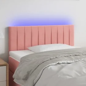 Rosa Samtkopfteil mit LED 100x5x78/88 cm von vidaXL, Kopf- und Fußteile - Ref: Foro24-3121897, Preis: 59,74 €, Rabatt: %