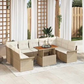 Conjunto de sofá de jardín 10 pcs Beige Poliratán en Sofás de exterior | Comprar online en Foru.es