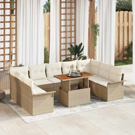 Conjunto de sofá de jardín 10 pcs Beige Poliratán en Sofás de exterior | Comprar online en Foru.es