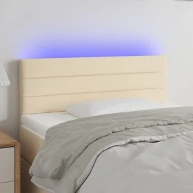 Cream fabric headboard with LED 90x5x78/88 cm by vidaXL, Headboards and footboards - Ref: Foro24-3121739, Price: 57,52 €, Dis...