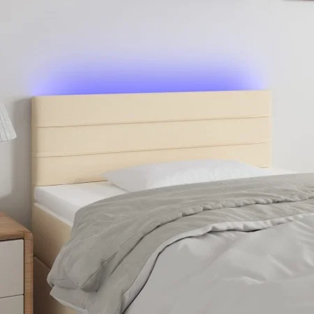 Cream fabric headboard with LED 90x5x78/88 cm by vidaXL, Headboards and footboards - Ref: Foro24-3121739, Price: 57,52 €, Dis...