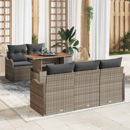 Conjunto de sofá de jardín 6 pcs Gris Poliratán en Sofás de exterior | Comprar online en Foru.es
