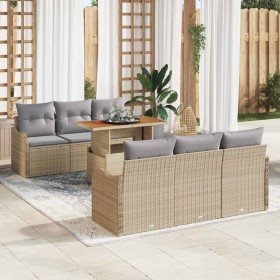 Conjunto de sofá de jardín 7 pcs Beige Poliratán en Sofás de exterior | Comprar online en Foru.es
