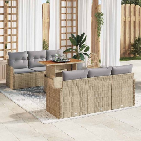 Conjunto de sofá de jardín 7 pcs Beige Poliratán en Sofás de exterior | Comprar online en Foru.es