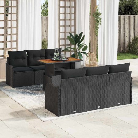 Conjunto de sofá de jardín 7 pcs Negro Poliratán en Sofás de exterior | Comprar online en Foru.es
