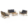 Set de muebles de jardín 5 piezas bambú con cojines gris oscuro de vidaXL, Conjuntos de jardín - Ref: Foro24-3156474, Precio:...