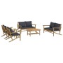 Set de muebles de jardín 5 piezas bambú con cojines gris oscuro de vidaXL, Conjuntos de jardín - Ref: Foro24-3156474, Precio:...