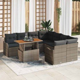 Conjunto de sofá de jardín 9 pcs Gris Poliratán en Sofás de exterior | Comprar online en Foru.es