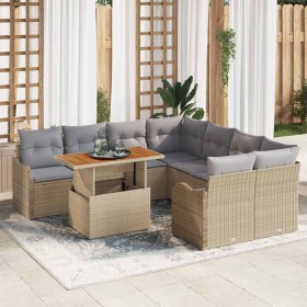 Conjunto de sofá de jardín 9 pcs Beige Poliratán en Sofás de exterior | Comprar online en Foru.es