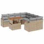 Conjunto de sofá de jardín 9 pcs Beige Poliratán en Sofás de exterior | Comprar online en Foru.es