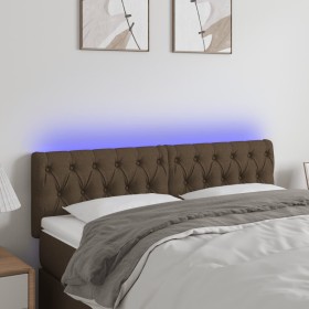 Cabecero con LED de tela marrón oscuro 144x7x78/88 cm de vidaXL, Cabeceros y pies de cama - Ref: Foro24-3121949, Precio: 75,4...