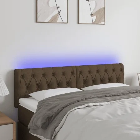 Kopfteil mit LED aus dunkelbraunem Stoff 144x7x78/88 cm von vidaXL, Kopf- und Fußteile - Ref: Foro24-3121949, Preis: 68,47 €,...