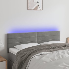 Cabecero con LED de terciopelo gris claro 144x5x78/88 cm de vidaXL, Cabeceros y pies de cama - Ref: Foro24-3121800, Precio: 5...