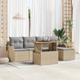 Conjunto de sofá de jardín 6 pcs Beige Poliratán en Sofás de exterior | Comprar online en Foru.es