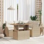 Conjunto de sofá de jardín 5 pcs Beige Poliratán en Sofás de exterior | Comprar online en Foru.es