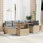 Conjunto de sofá de jardín 6 pcs Beige Poliratán en Sofás de exterior | Comprar online en Foru.es