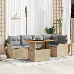 Conjunto de sofá de jardín 6 pcs Beige Poliratán en Sofás de exterior | Comprar online en Foru.es
