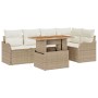 Conjunto de sofá de jardín 6 pcs Beige Poliratán en Sofás de exterior | Comprar online en Foru.es