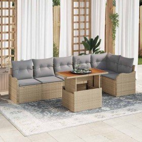 Conjunto de sofá de jardín 7 pcs Beige Poliratán en Sofás de exterior | Comprar online en Foru.es