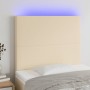 Cabecero con luces LED tela crema 90x5x118/128 cm de vidaXL, Cabeceros y pies de cama - Ref: Foro24-3122131, Precio: 79,96 €,...