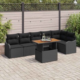 Conjunto de sofá de jardín 7 pcs Negro Poliratán en Sofás de exterior | Comprar online en Foru.es