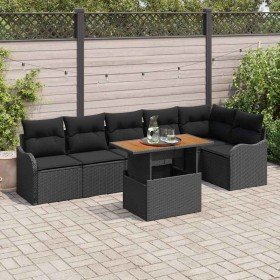 Conjunto de sofá de jardín 7 pcs Negro Poliratán en Sofás de exterior | Comprar online en Foru.es