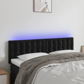 Kopfteil aus schwarzem Samt mit LED 144x5x78/88 cm von vidaXL, Kopf- und Fußteile - Ref: Foro24-3122096, Preis: 78,99 €, Raba...