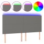Cabecero con luces LED tela gris oscuro 160x5x118/128 cm de vidaXL, Cabeceros y pies de cama - Ref: Foro24-3122151, Precio: 1...