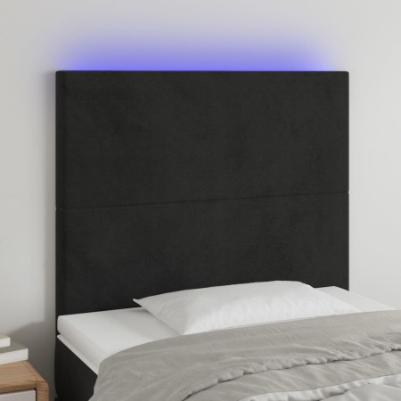 Cabecero con luces LED terciopelo negro 80x5x118/128 cm de vidaXL, Cabeceros y pies de cama - Ref: Foro24-3122176, Precio: 73...