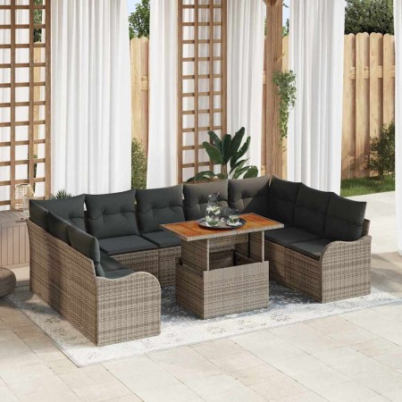 Conjunto de sofá de jardín 10 pcs Gris Poliratán en Sofás de exterior | Comprar online en Foru.es