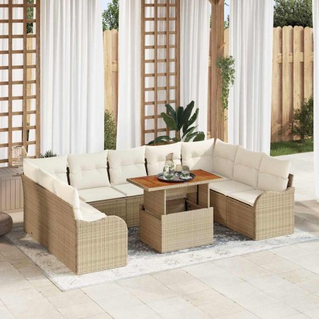 Conjunto de sofá de jardín 10 pcs Beige Poliratán en Sofás de exterior | Comprar online en Foru.es