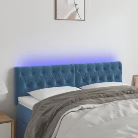 Dark blue velvet LED headboard 144x7x78/88 cm by vidaXL, Headboards and footboards - Ref: Foro24-3122000, Price: 73,98 €, Dis...