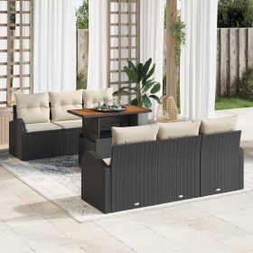 Conjunto de sofá de jardín 7 pcs Negro Poliratán en Sofás de exterior | Comprar online en Foru.es