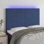 Headboard with LED lights blue fabric 144x5x118/128 cm by vidaXL, Headboards and footboards - Ref: Foro24-3122148, Price: 110...