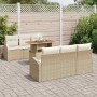 Conjunto de sofá de jardín 7 pcs Beige Poliratán en Sofás de exterior | Comprar online en Foru.es
