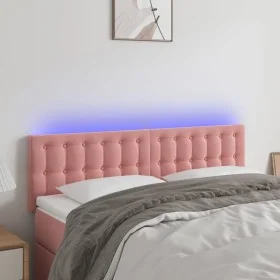 Pink velvet headboard with LED 144x5x78/88 cm by vidaXL, Headboards and footboards - Ref: Foro24-3122099, Price: 68,55 €, Dis...