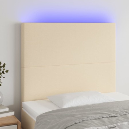 Cabecero con luces LED tela crema 100x5x118/128 cm de vidaXL, Cabeceros y pies de cama - Ref: Foro24-3122139, Precio: 82,91 €...