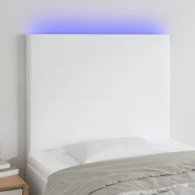Cabecero con luces LED cuero sintético blanco 90x5x118/128 cm de vidaXL, Cabeceros y pies de cama - Ref: Foro24-3122223, Prec...