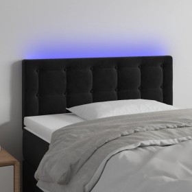 Cabecero con LED de terciopelo negro 90x5x78/88 cm de vidaXL, Cabeceros y pies de cama - Ref: Foro24-3122084, Precio: 47,86 €...