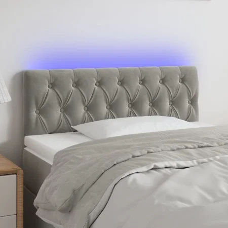 Cabecero con LED de terciopelo gris claro 90x7x78/88 cm de vidaXL, Cabeceros y pies de cama - Ref: Foro24-3121984, Precio: 58...
