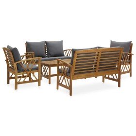 Muebles de jardín 5 piezas con cojines madera maciza de acacia en Conjuntos de jardín | Comprar online en Foru.es