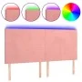 Cabecero con luces LED terciopelo rosa 160x5x118/128 cm de vidaXL, Cabeceros y pies de cama - Ref: Foro24-3122203, Precio: 10...