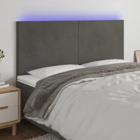 Headboard with LED lights dark gray velvet 160x5x118/128 cm by vidaXL, Headboards and footboards - Ref: Foro24-3122199, Price...